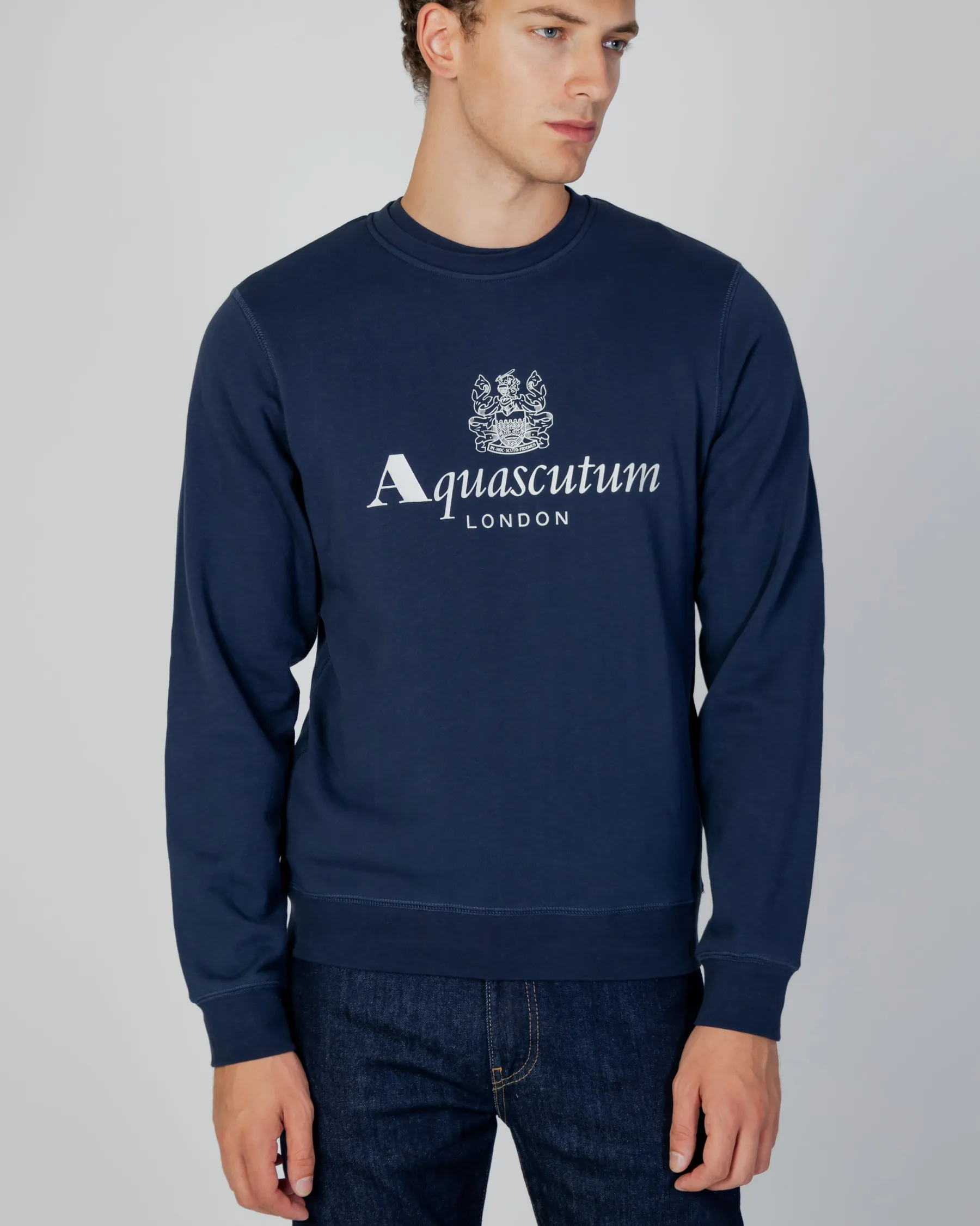 Clearance Aquascutum Active Active Big Logo Crew Neck Fleece