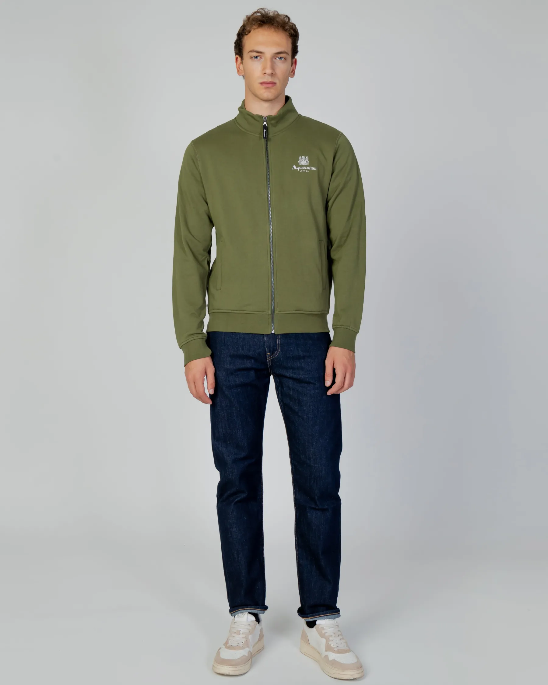 New Aquascutum Active Active Small Logo Full Zip Mock Neck Fleece