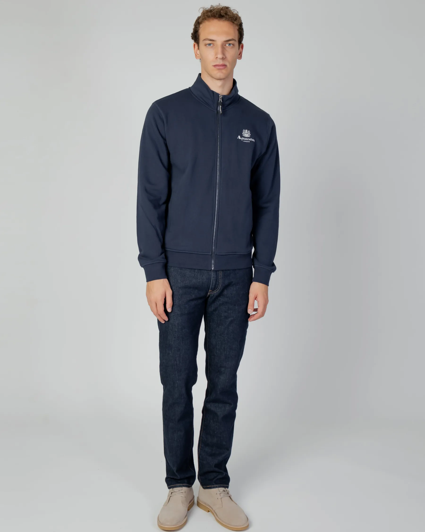 Hot Aquascutum Active Active Small Logo Full Zip Mock Neck Fleece